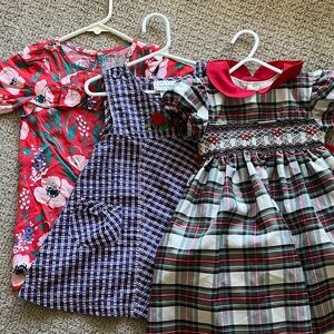 Charming Kids Dress Trio with Floral and Plaid Patterns